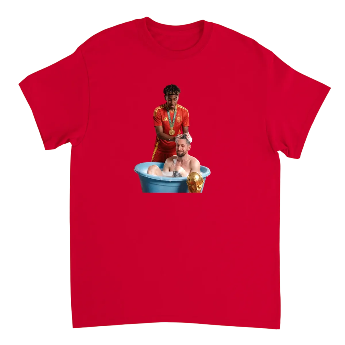 Yamal Washes Messi - GOAT-Washing Tee T-Shirts - Red